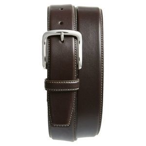 CLUBROOM Mens Brown Burnished Edge Leather Casual Belt 32